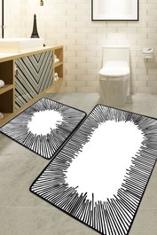 Mijölnir Juego de alfombrillas de baño Somber - Ecru (2 piezas) de 60x100 cm y 50x60 cm